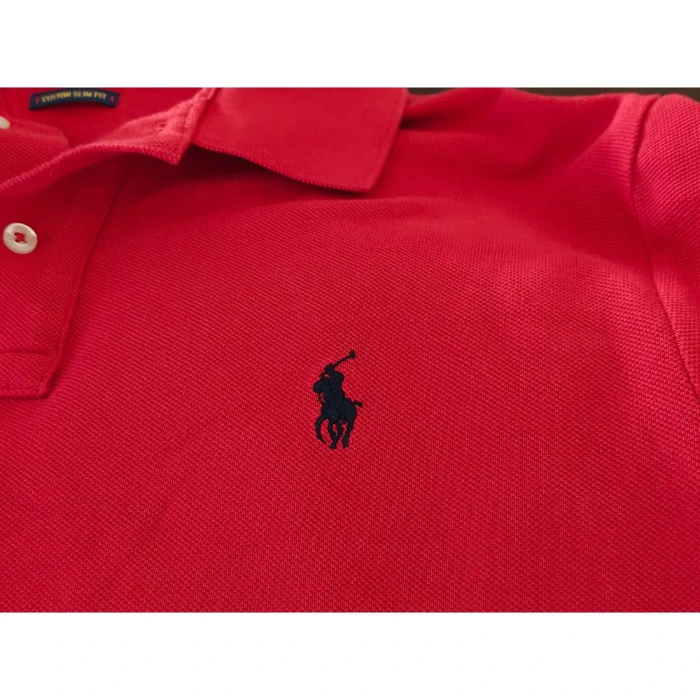 Polo Ralph Lauren Mens Custom Slim Fit Red Cotton Pique Polo Shirt Medium M